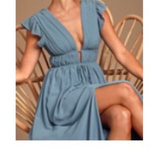 Light blue, full length dress from lulus. NWT, never worn